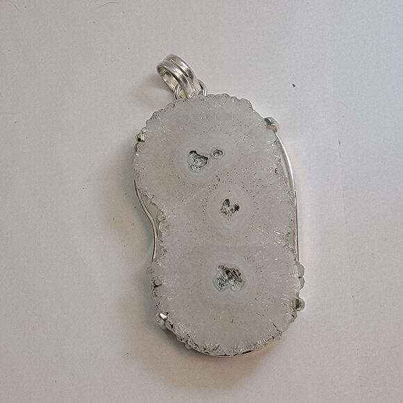 Necklace Pendants Triple Stalactite Slice Handmade Jewelry in Sterling Silver - Picture 1 of 10